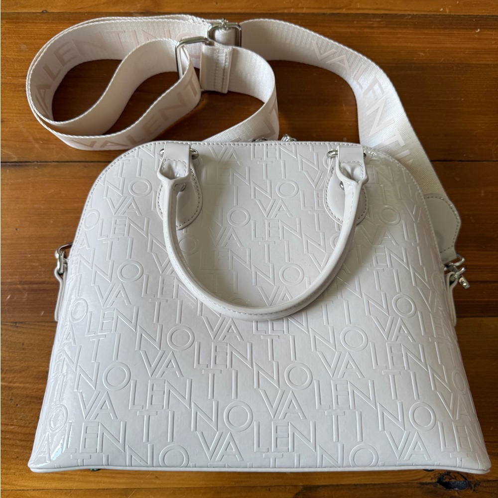 Valentino Cream Satchel with Structured Design and Silver Hardware - Picture 3 of 8